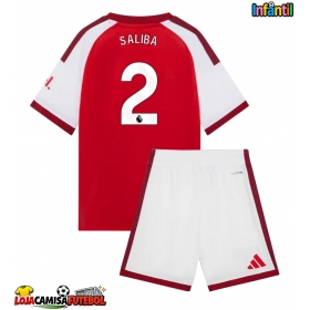 Camisa de Futebol Arsenal William Saliba #2 Equipamento Principal Infantil 2026-27 Manga Curta (+ Calças curtas)